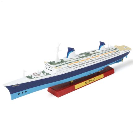 1/1250 SS Norway Cruise Ship Model Classic Alloy Metal Die-cast Boat Model Legendary Norwegian Cruise Line with Wood Grain Display Stand Suitable for Collection or Gift for Adults